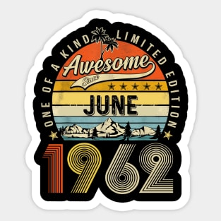 Awesome Since June 1962 Vintage 61st Birthday Sticker